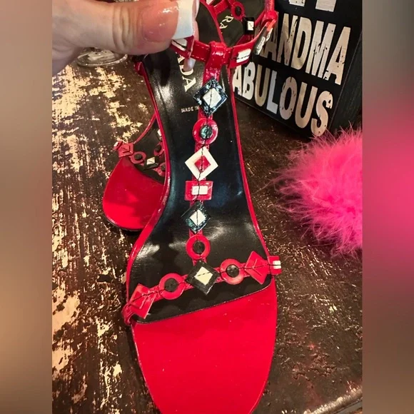 Prada Red Strappy Heels